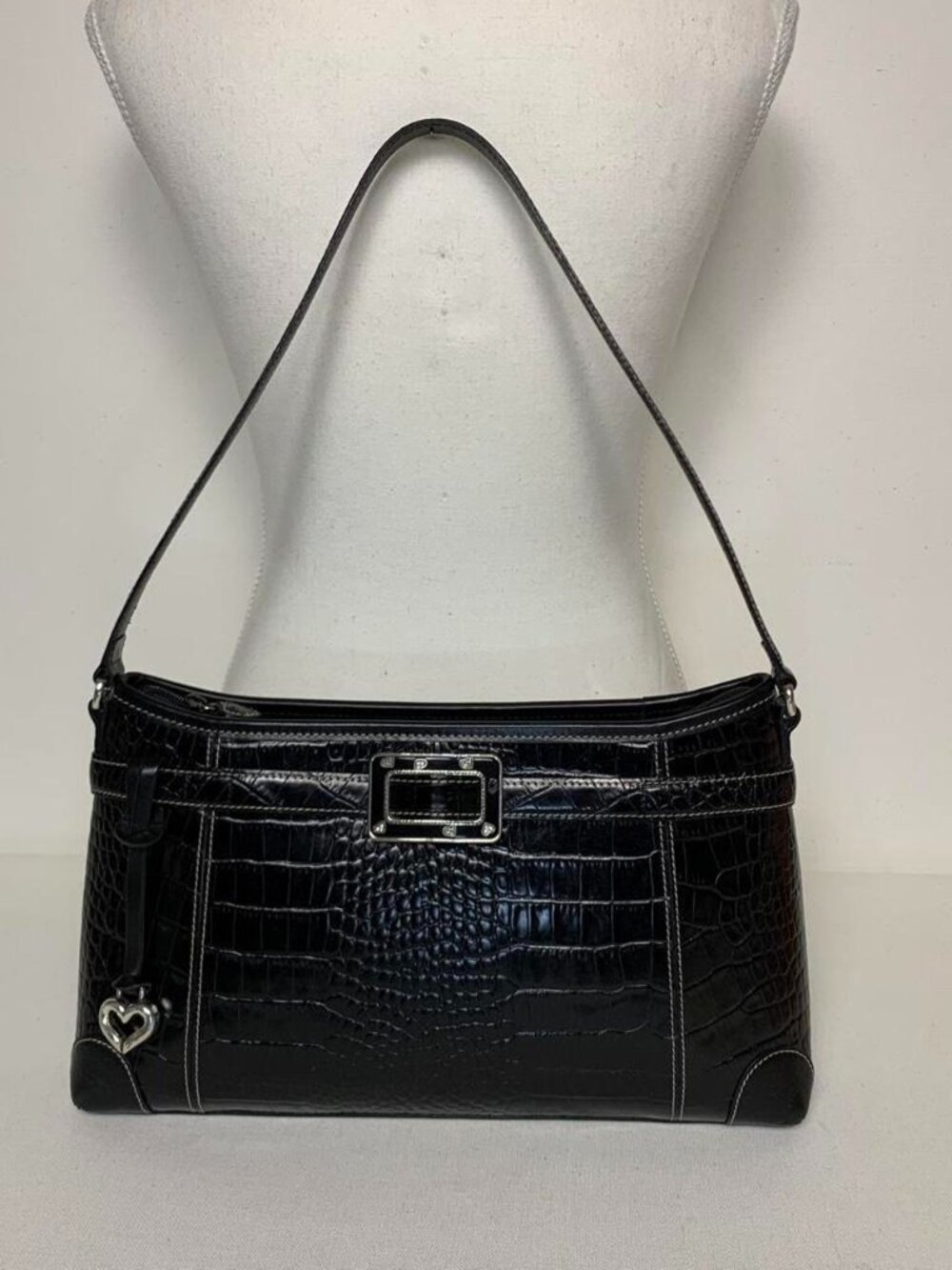 Brighton Black croc-embossed leather